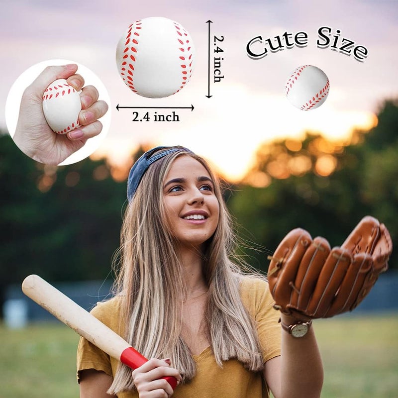 Dshengoo 24 Pcs Baseball Stress Ball,2.5 Inch Mini Squeeze Foam Baseball,Relaxable Sports Ball for Themed Party Favors,Decoration,Anxiety Relief - Image 2